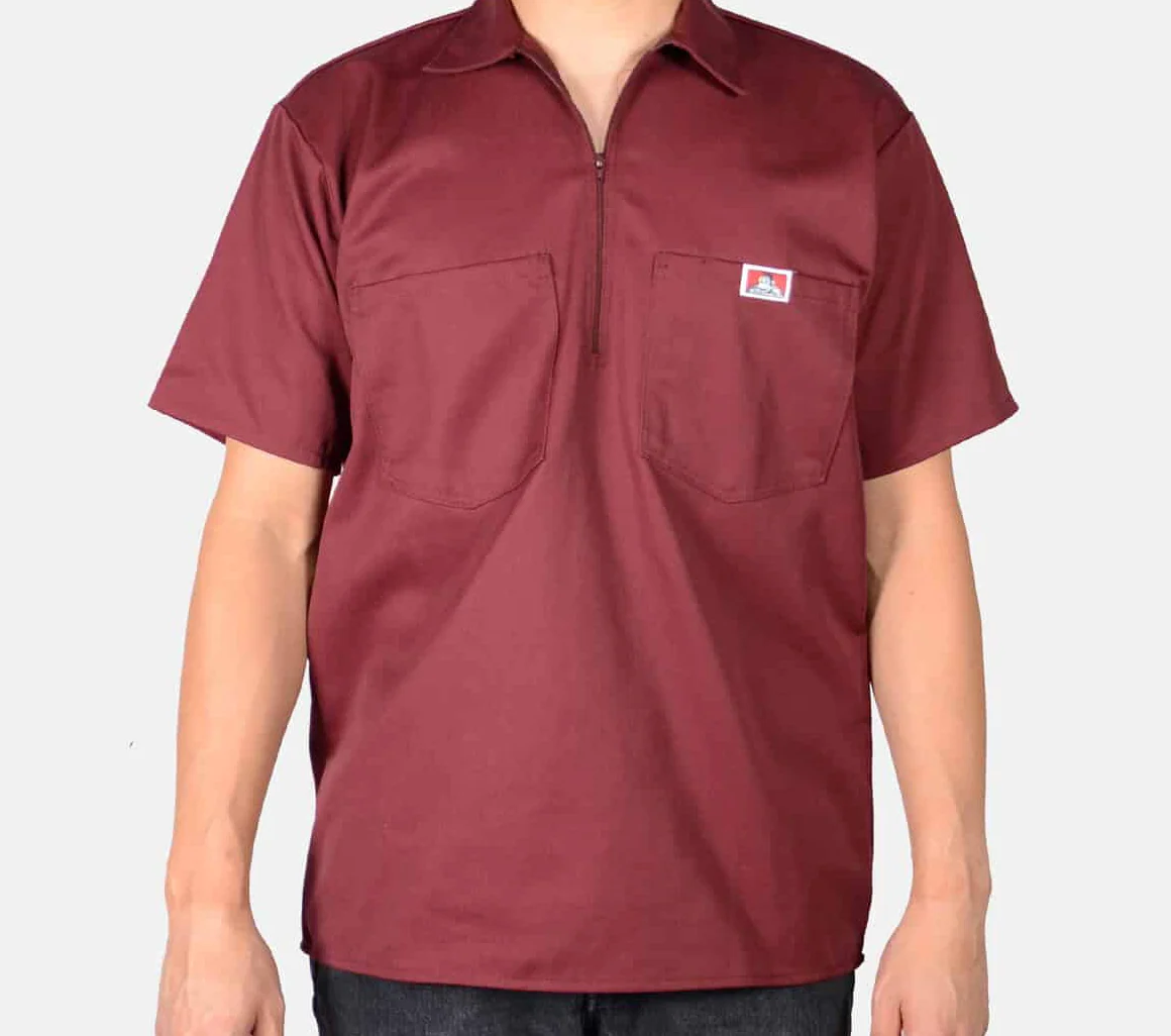 BEN DAVIS "S/S SOLID" 1/4 ZIP TEE (BURGUNDY)