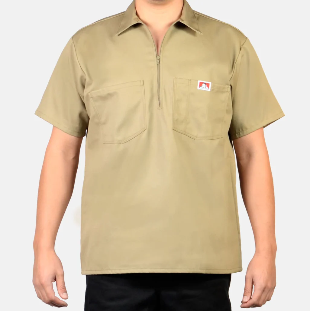 BEN DAVIS "S/S SOLID" 1/4 ZIP TEE (KHAKI)