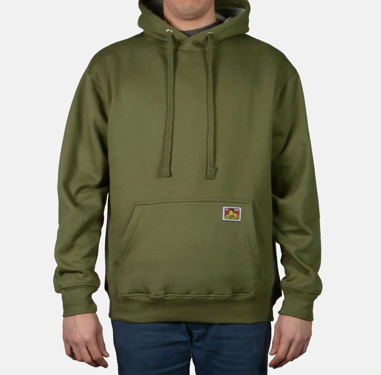 BEN DAVIS “WOVEN LABEL” HEAVYWEIGHT HOODIE (OLIVE)