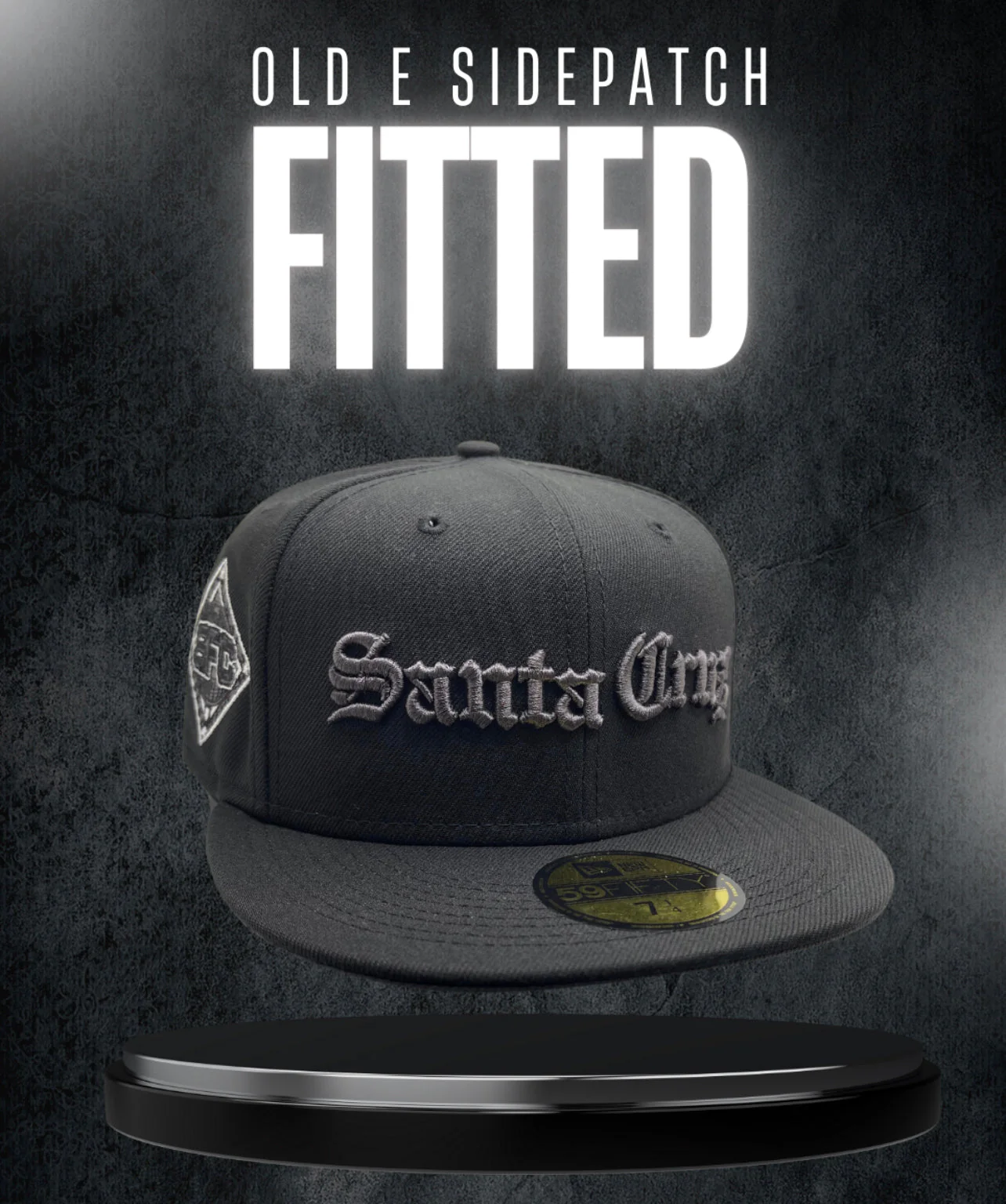 SFC X NEW ERA "OLD E" FITTED HAT (BLACK/CHARCOAL GREY) - Image 2