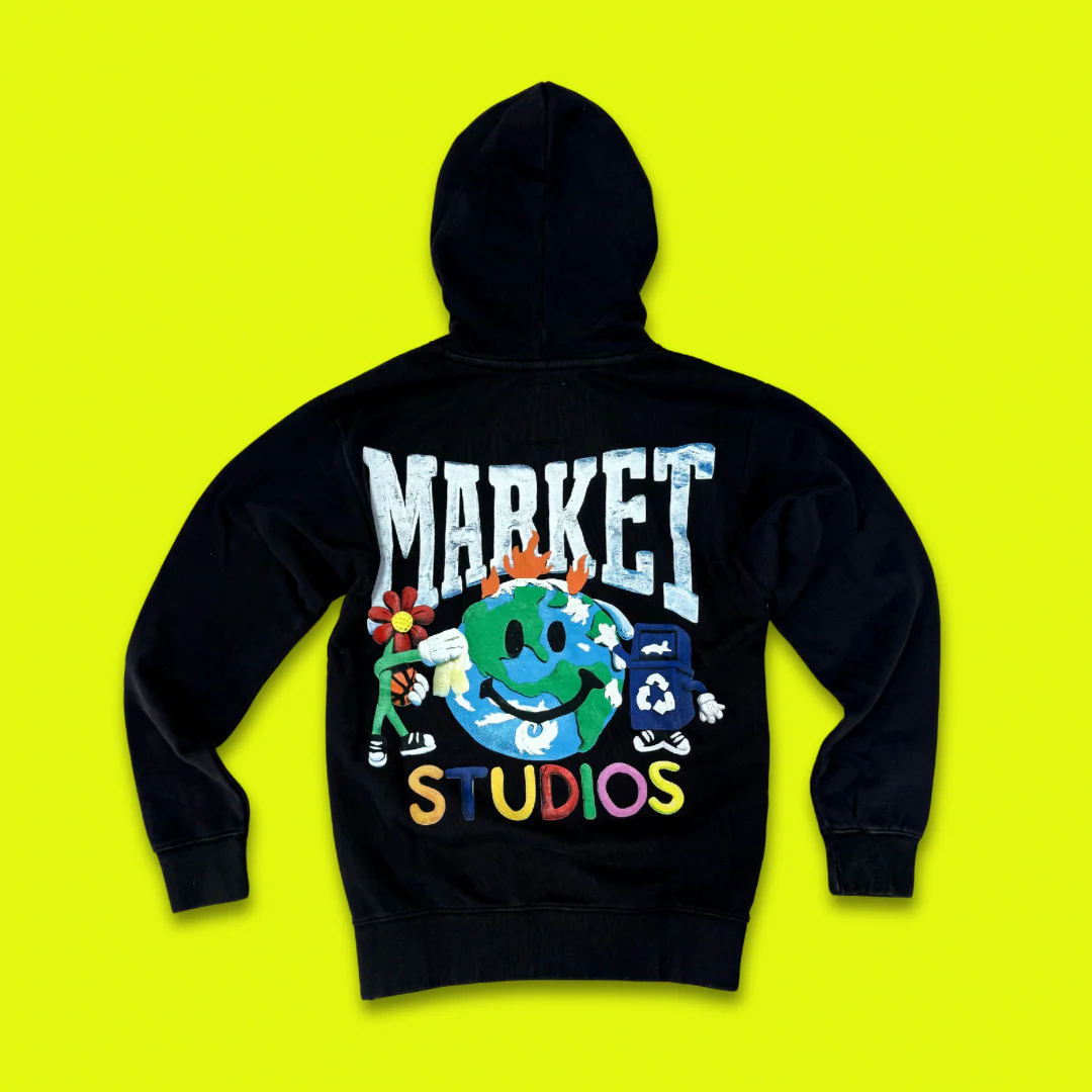MARKET  "SMILEY STUDIOS" HOODY (WASHED BLACK) - Image 2