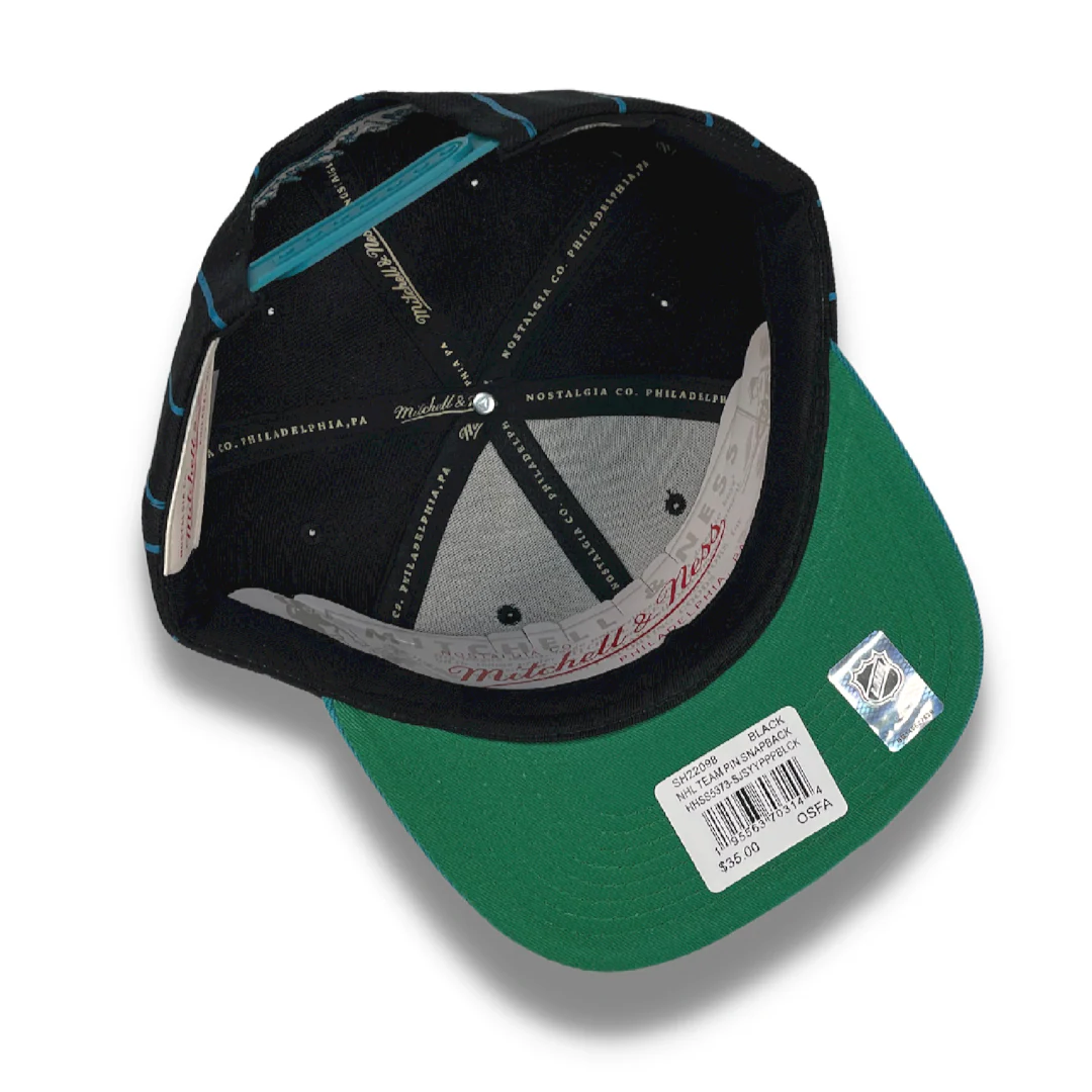 MITCHELL & NESS "TEAM PINSTRIPE" SAN JOSE KINGS SNAPBACK (BLACK/TEAL - Image 3