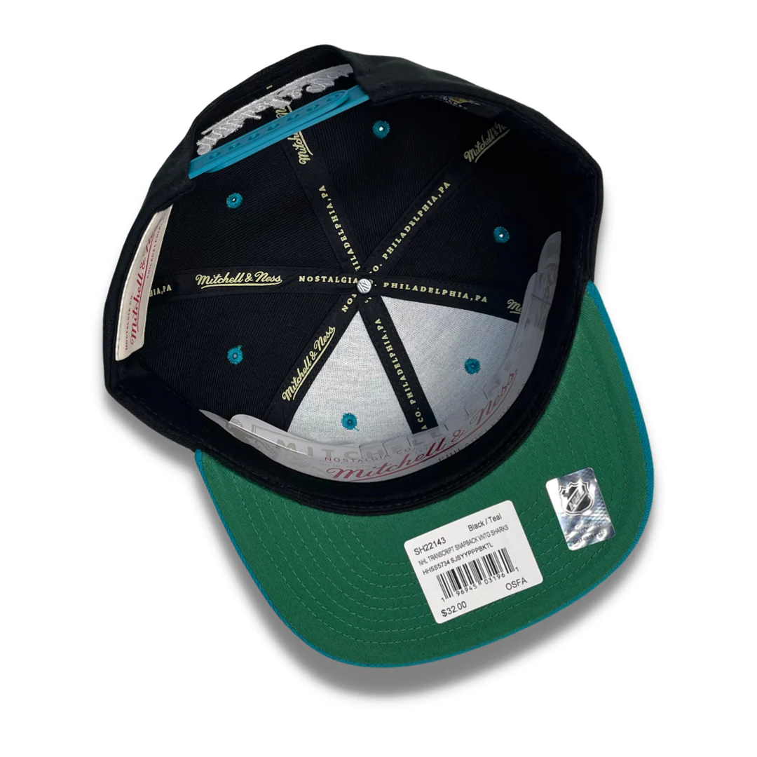 MITCHELL & NESS "TRANSCRIPT" SAN JOSE SHARKS SNAPBACK (BLACK/TEAL) - Image 3