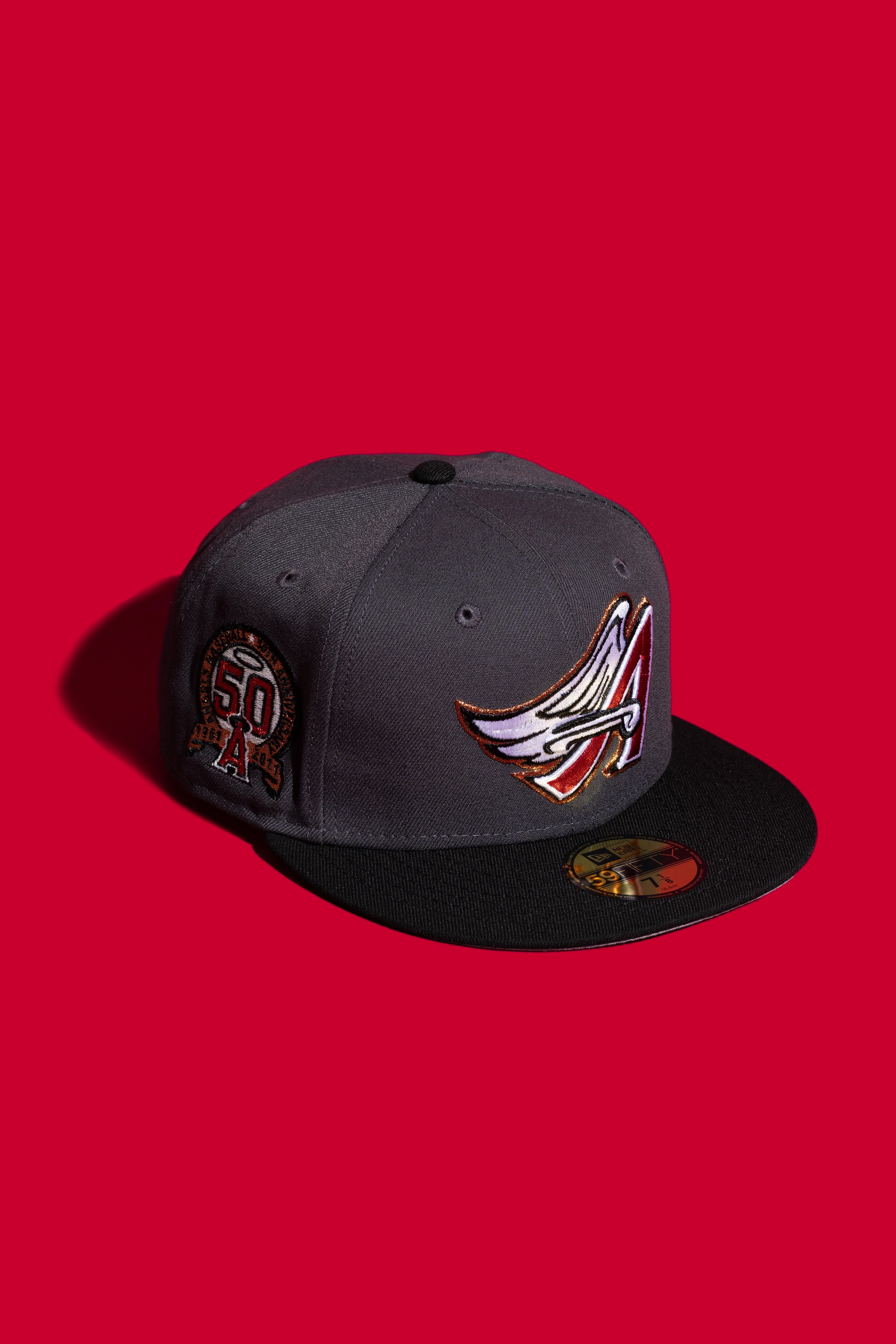 NEW ERA "AK" ANAHEIM ANGELS FITTED HAT (GREY/CHARCOAL GREY) - Image 6