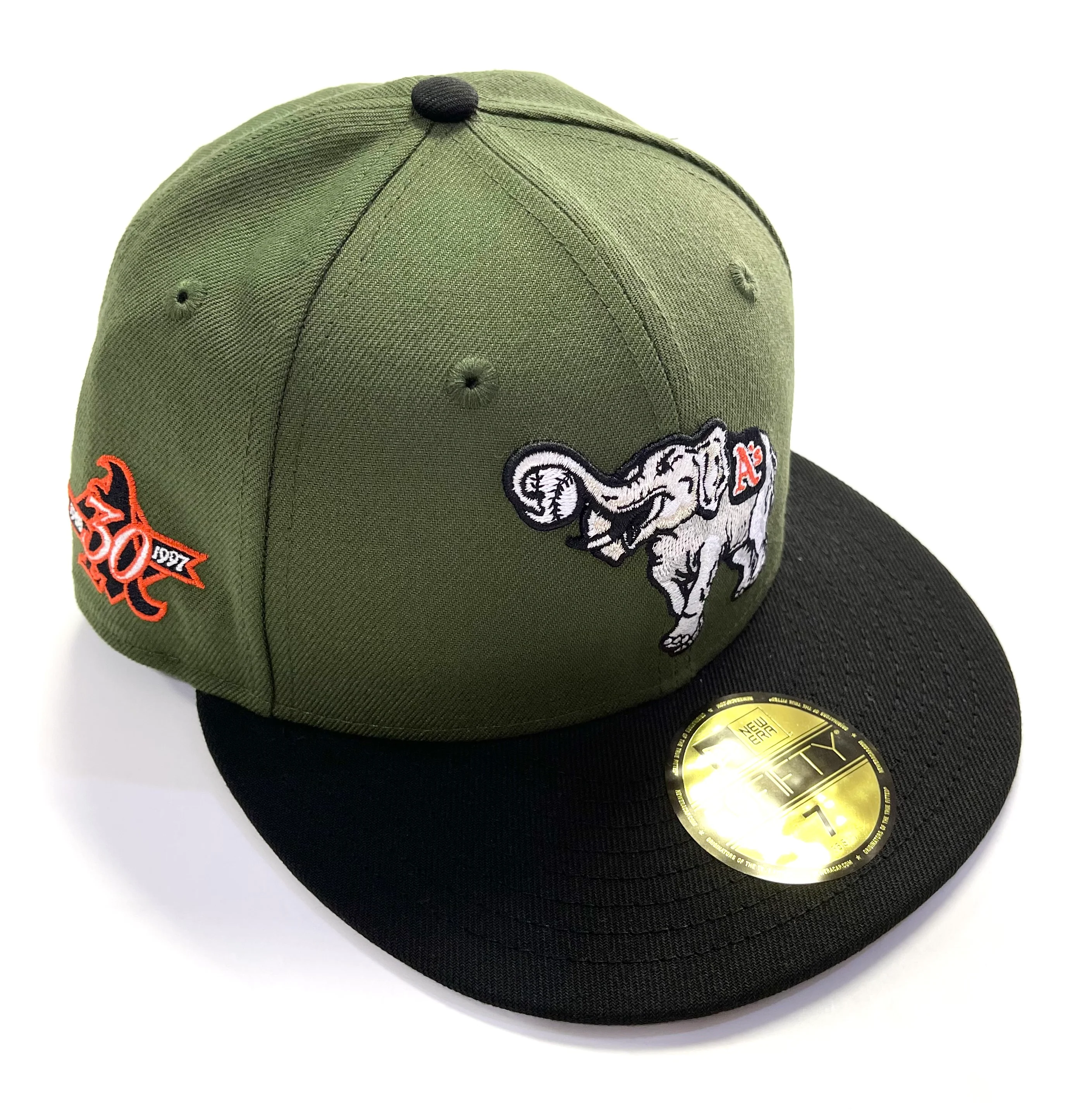 NEW ERA "MARKSMAN STOMPER" OAKLAND A'S FITTED HAT (RIFLE GREEN/BLACKORANGE)