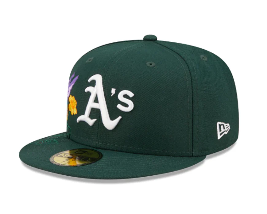 NEW ERA “BLOOMING” OAKLAND A’S FITTED HAT (DARK GREEN) (SIZE 7 & 7 1/4) - Image 3