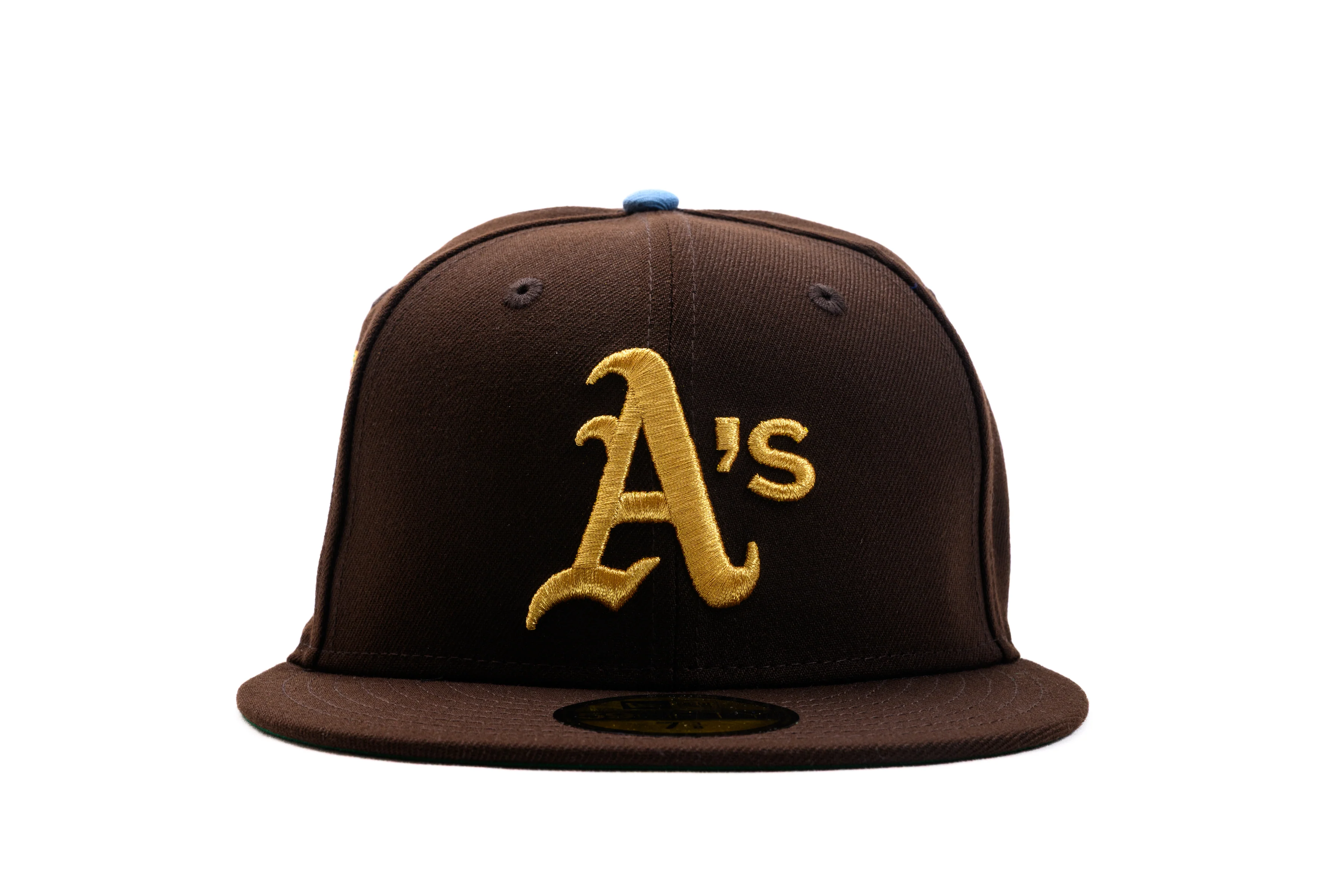 NEW ERA "KING" OAKLAND A' FITTED HAT (BROWN/LIGHT BLUE) - Image 6