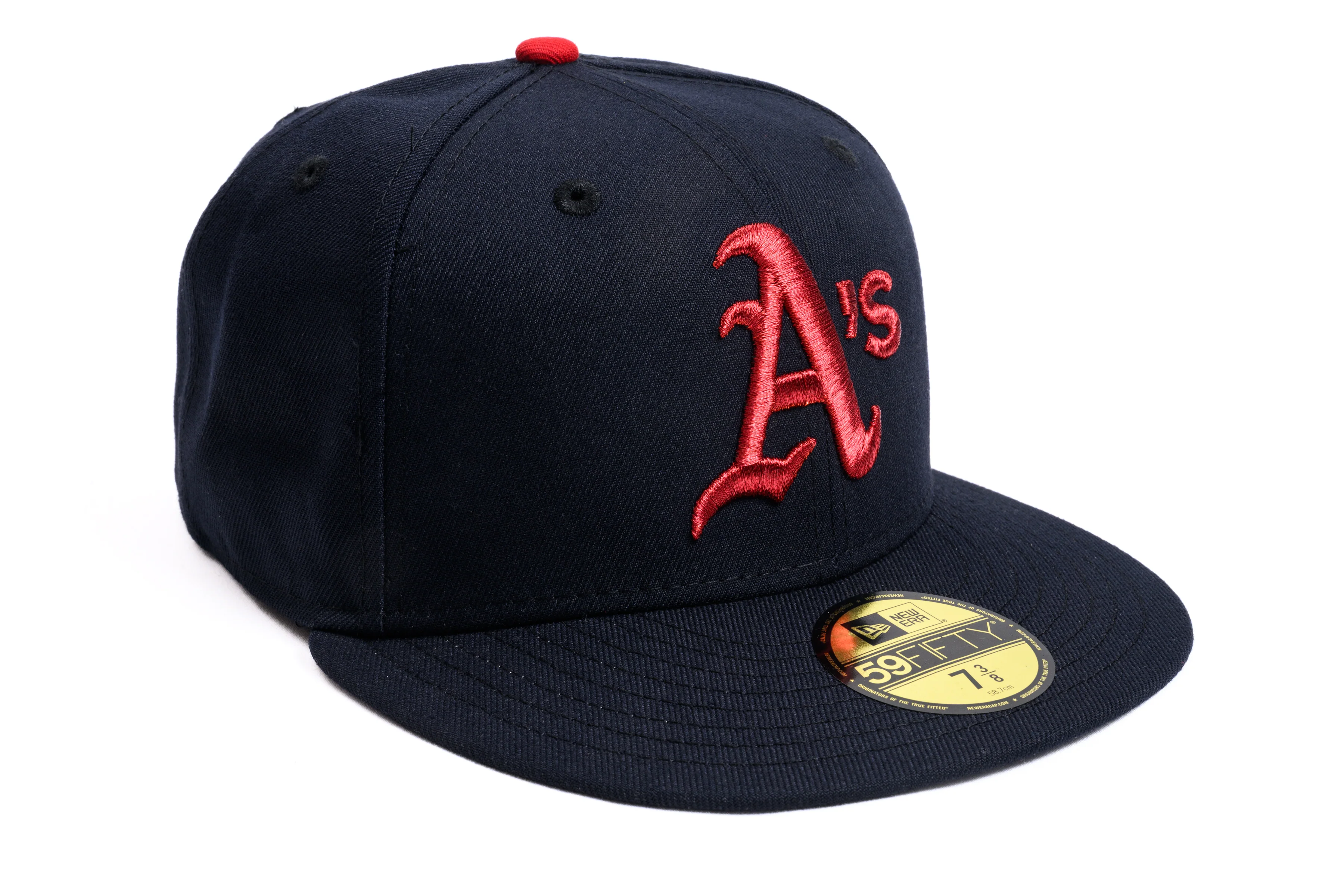 NEW ERA "MONEY MITCH" OAKLAND A'S FITTED HAT (NAVY/SCARLET)