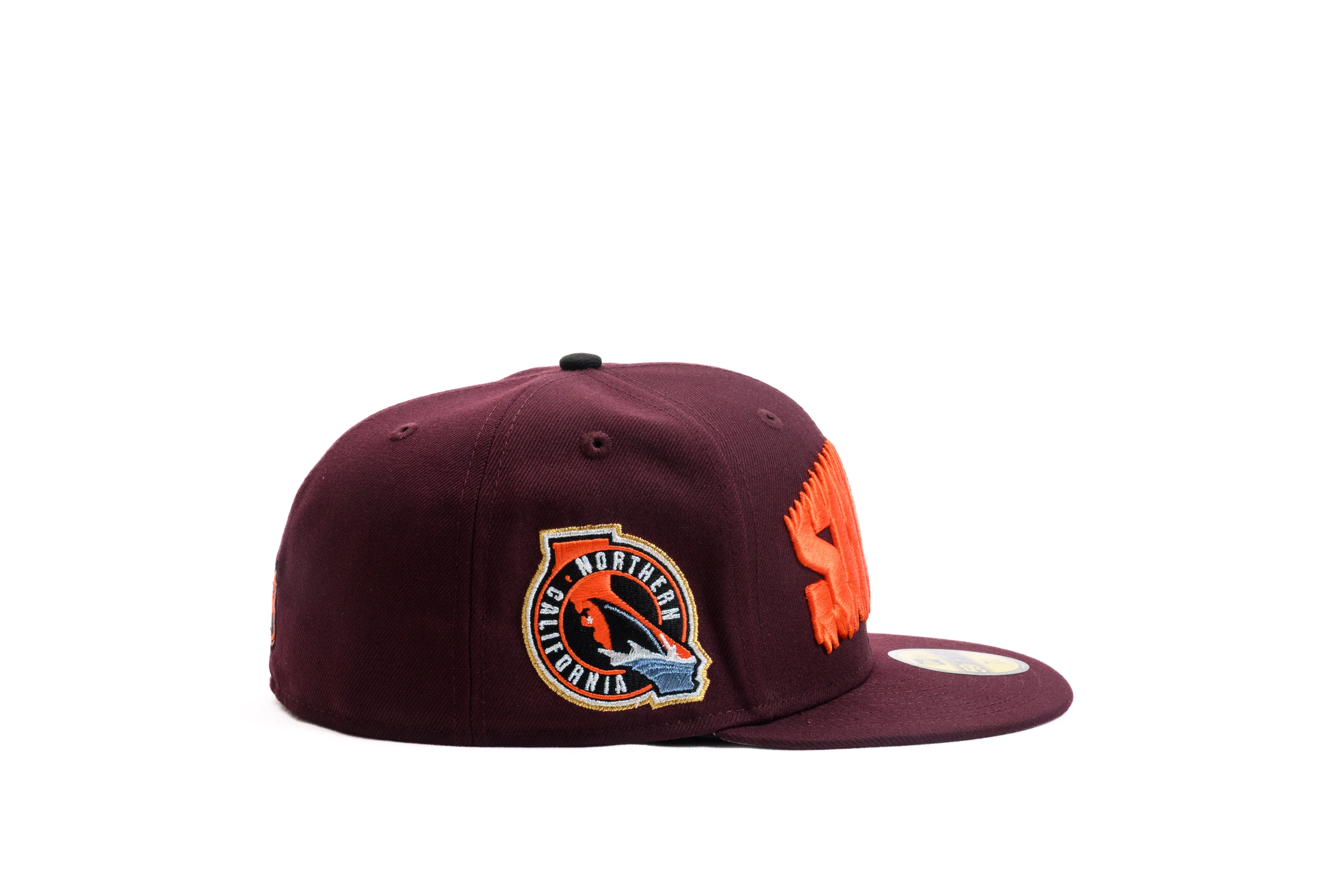 NEW ERA "ORANGE" SAN JOSE SHARKS FITTED HAT (MAROON/BLACK) - Image 9