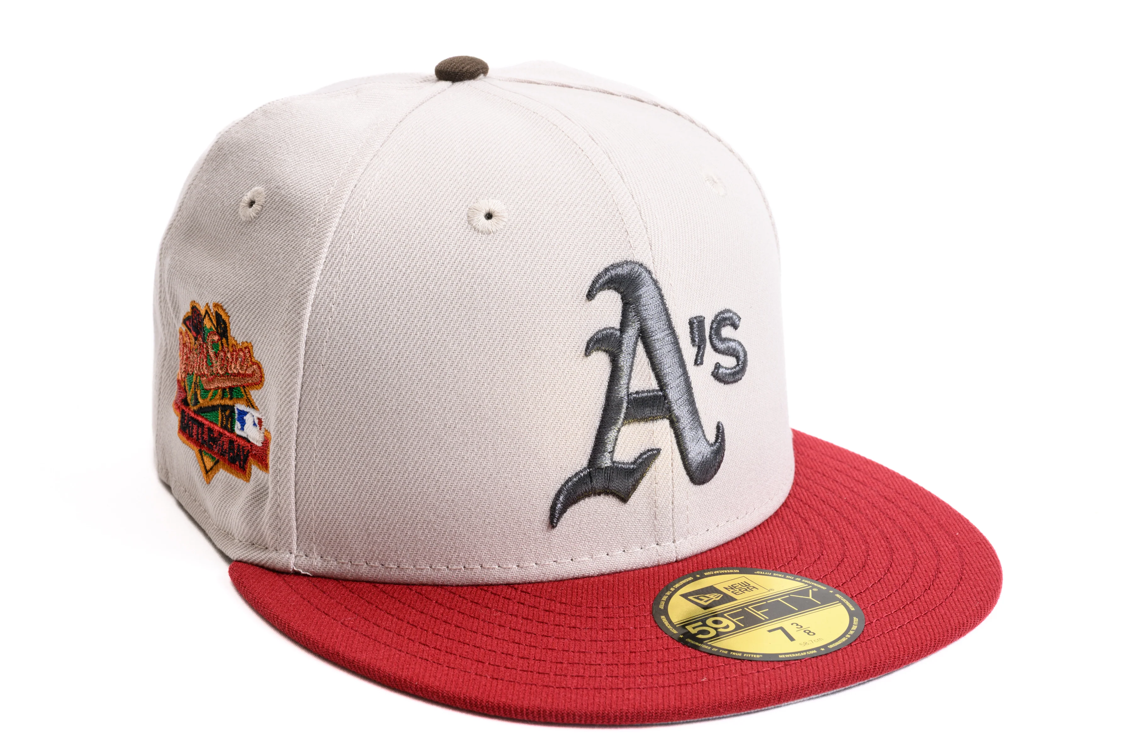 NEW ERA "PIE QUEEN" OAKLAND A'S  FITTED HAT (STONE/BRICK RED)