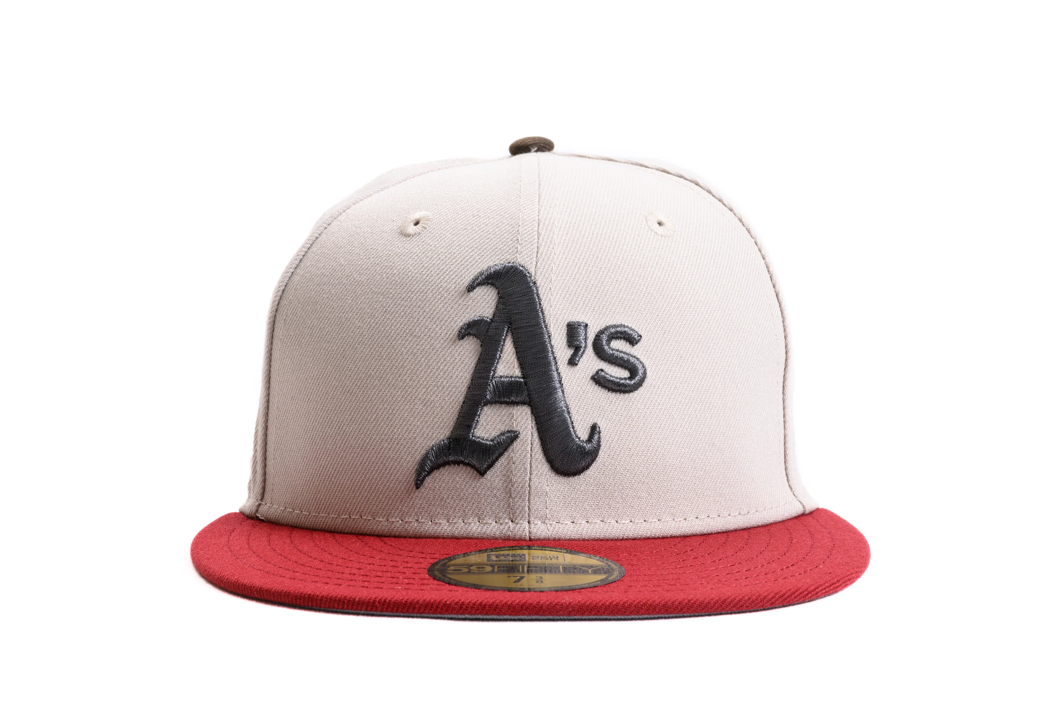 NEW ERA "PIE QUEEN" OAKLAND A'S  FITTED HAT (STONE/BRICK RED) - Image 8