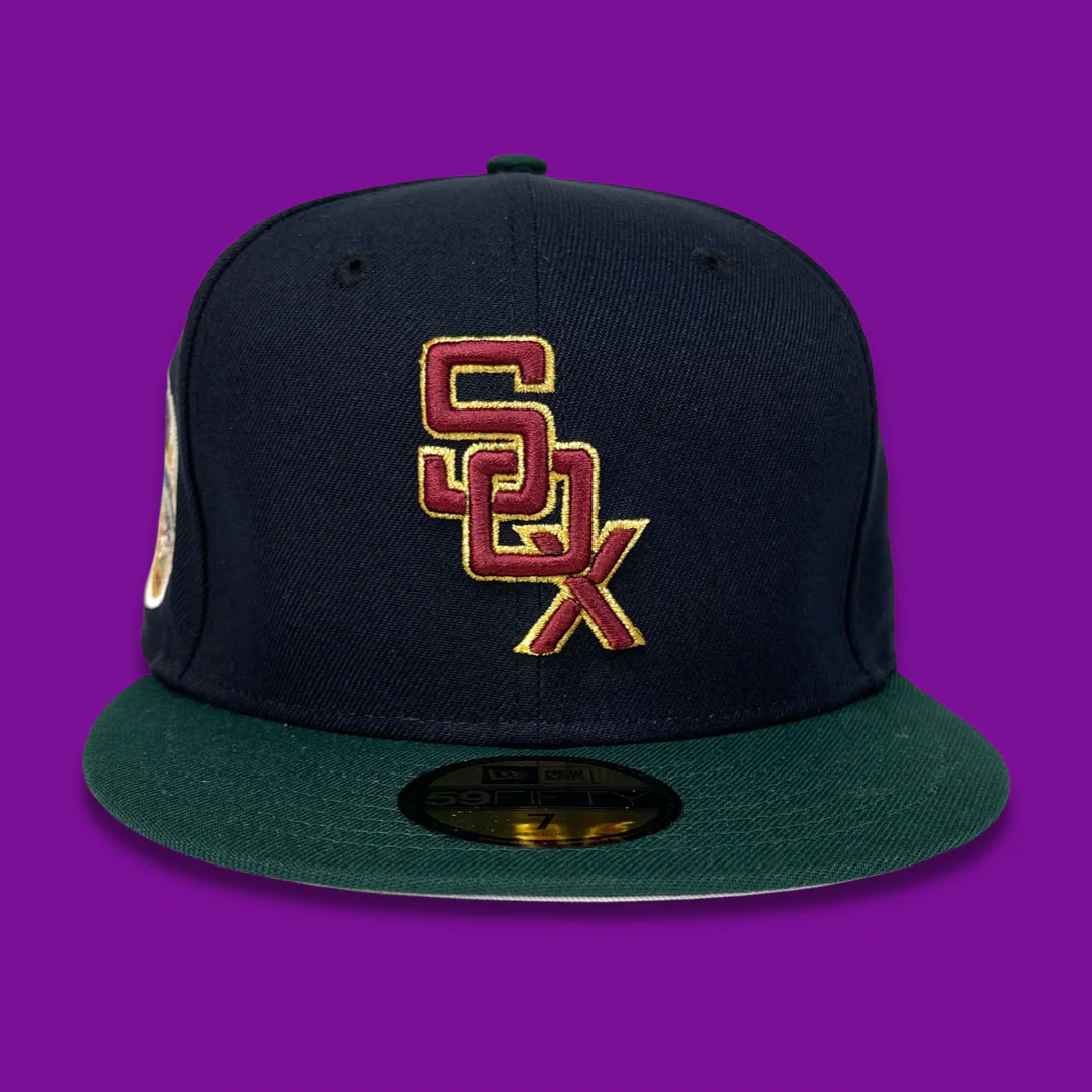 NEW ERA "PURPLE LABEL" CHICAGO WHITE SOX FITTED HAT (NAVY/GREEN) - Image 5