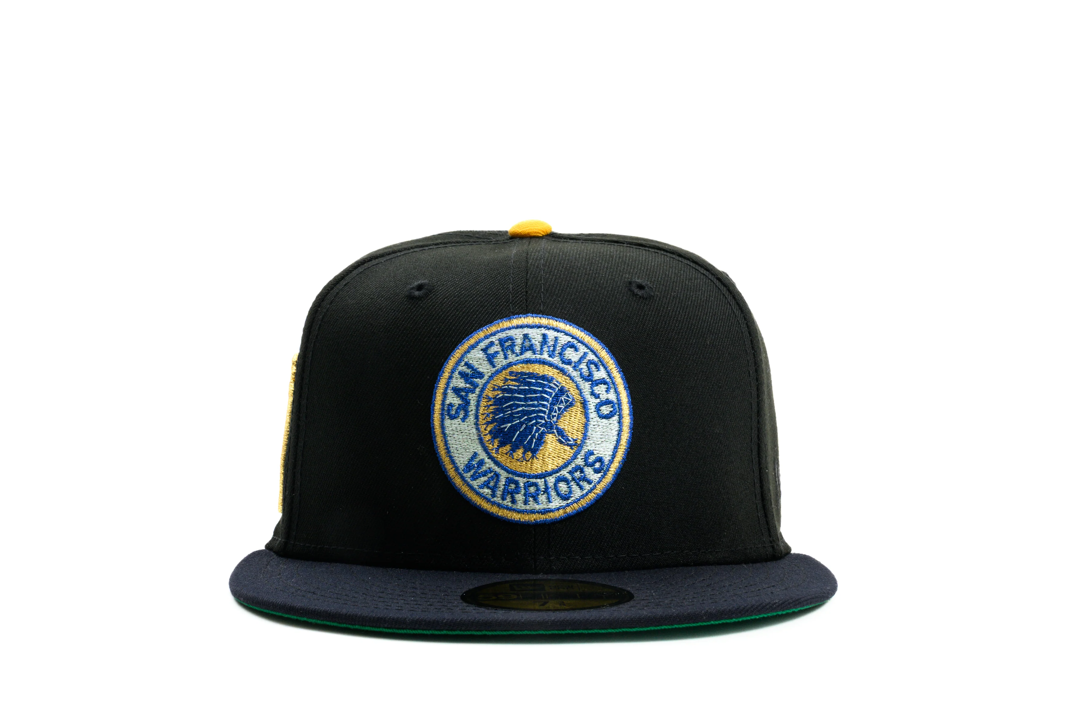 NEW ERA "RICK BARRY” SAN FRANCISCO WARRIORS FITTED HAT (BLACK/NAVY/YELLOW) - Image 3