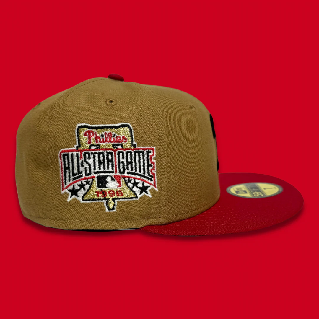 NEW ERA “THE HUT" PHILADELPHIA PHILLIES FITTED HAT (TAN/RED) - Image 2