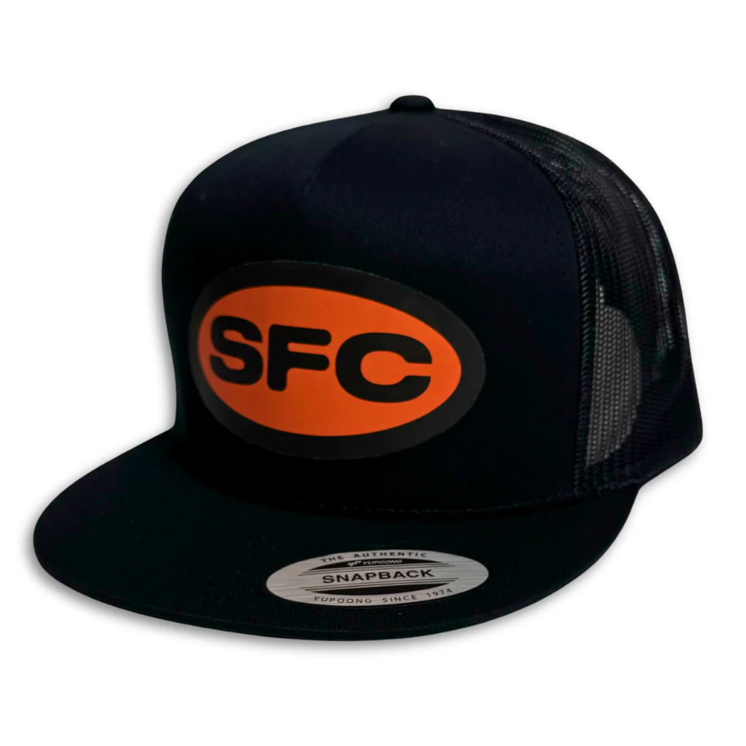 SFC "FULL CIRCLE" MESH TRUCKER SNAPBACK (BLACK/ORANGE) - Image 2