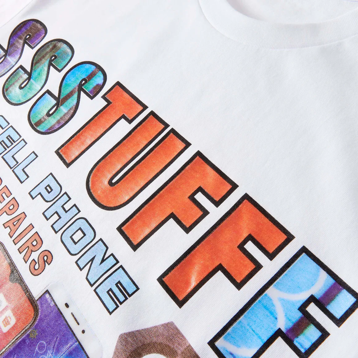 SSSTUFFF "PHONE REPAIR" TEE (WHITE/MULTI) - Image 2